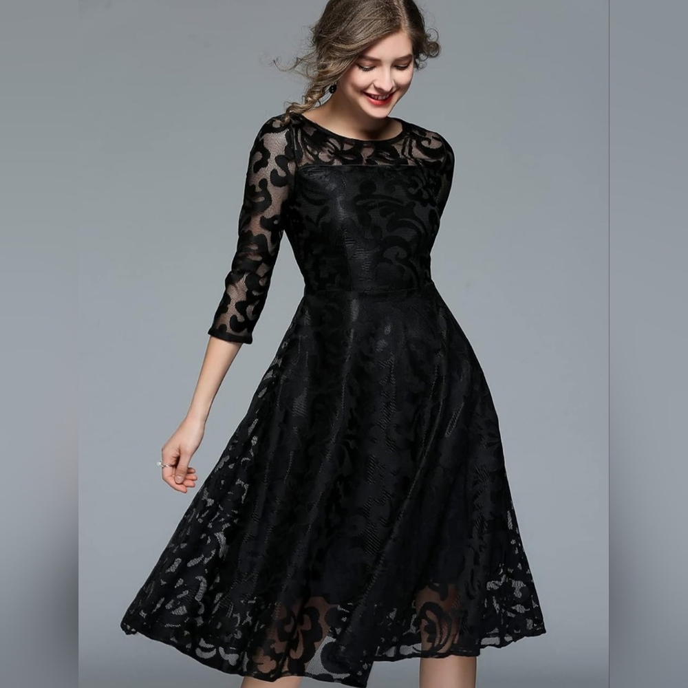 Elegant Black Lace Dress